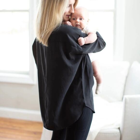 KIAH Women's The South Hampton Maternity Blouse Oversize Button Top Tencel Small - Picture 7 of 15